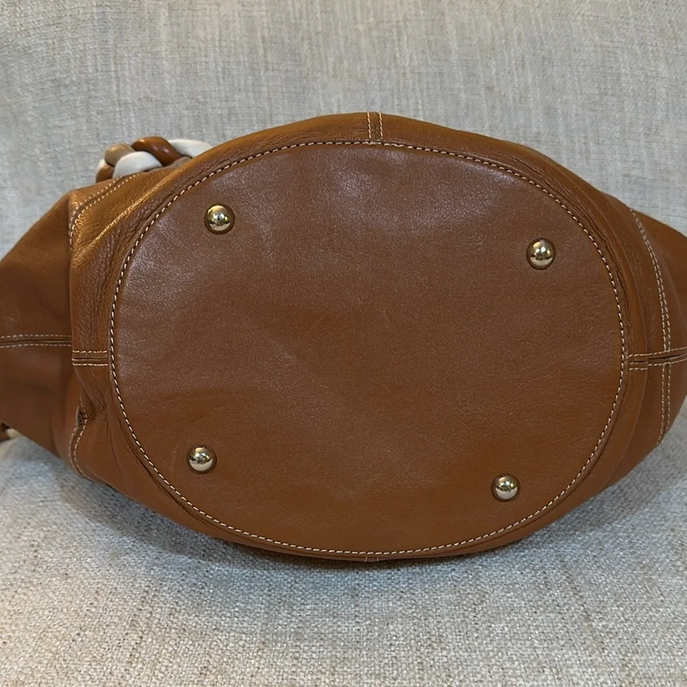 Aqua Madonna Tan and Cream Hobo Bag